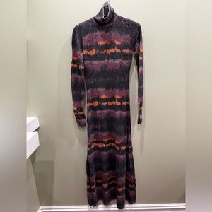 Zara Purple Black Mock Neck Bodycon Sweater Dress